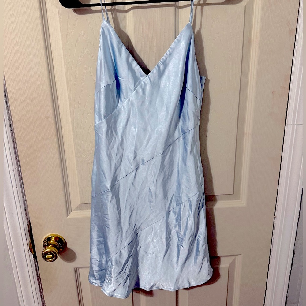 Icy Blue Satin Mini Dress